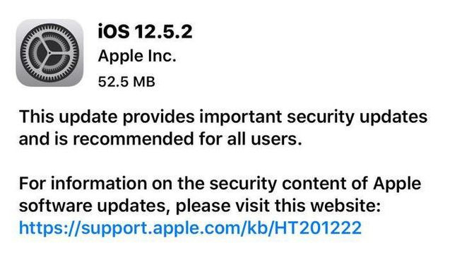 永宁苹果手机维修分享iOS12.5.2发布，建议所有老苹果用户安装 